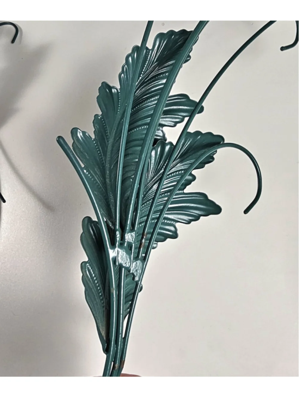 Vintage Italian Tole Wheat Sheaf Wall Art Pair 22 Mid Century Metal Leaf Plaque